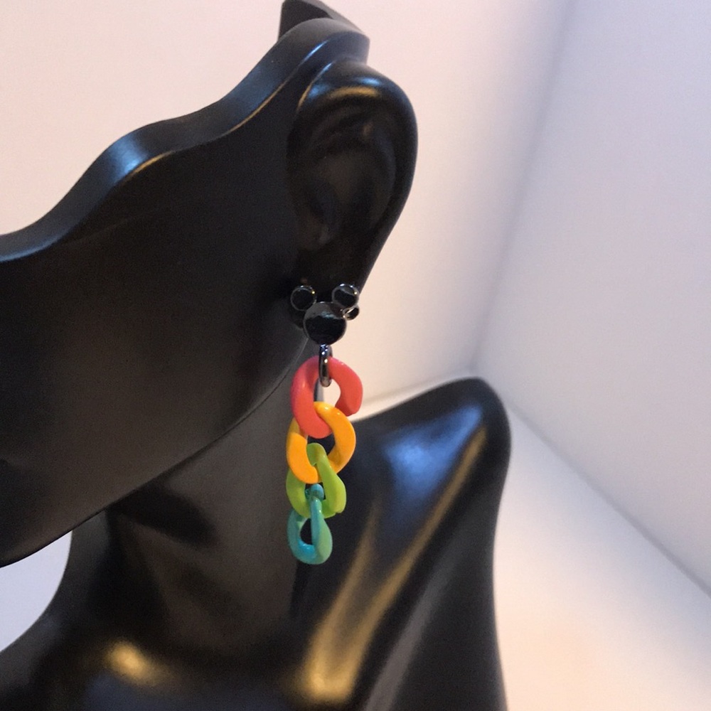 Mickey Mouse Rainbow Chain Earrings